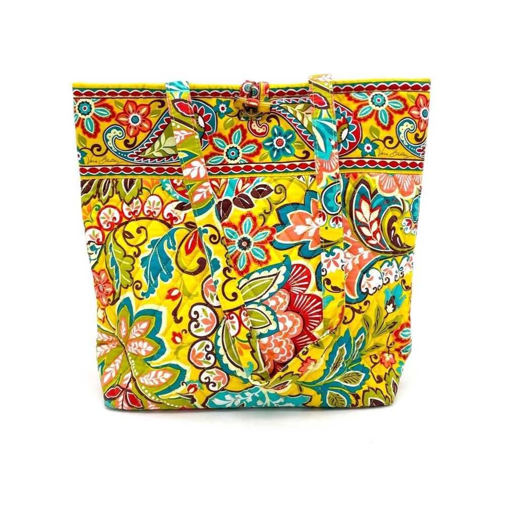 NWT Vera Bradley Provençal Floral Quilted Tote Bag Yellow Red Turquoise Print